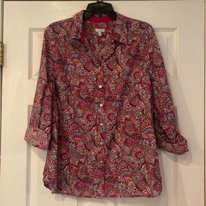 Talbots paisley patterned large women’s button down shirt